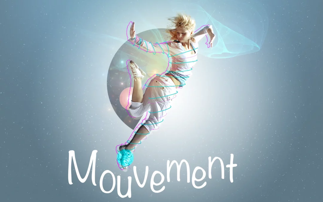 Montage photo femme en train de sauter avec touche fluo